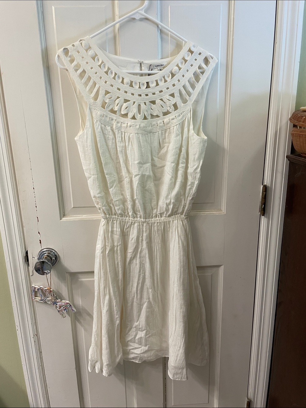 Max Studio Cream Crochet Yoke Sundress